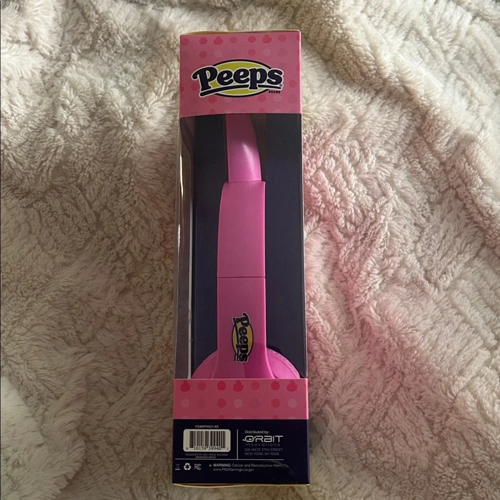 Pink Bluetooth Over-Ear Headset LED Wireless with Bunny Ears Design Peeps